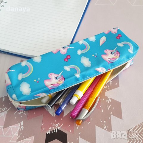 Несесер за училище за момичета Еднорог ученически несесер за моливи, снимка 3 - Ученически пособия, канцеларски материали - 26196556