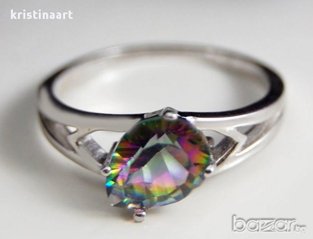 Сребърен пръстен с мистичен топаз, снимка 2 - Пръстени - 11964921