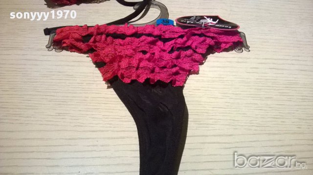 Комплект черен с червени дантелки-сутиен+бикини, снимка 12 - Бельо - 13731492