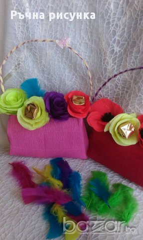 Ръчно изработени чантички за подарък от хартия с цветя от хартия с бонбони, снимка 16 - Декорация за дома - 14060421