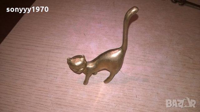 масивно коте-мед/месинг-10х8х2см-внос швеицария, снимка 5 - Антикварни и старинни предмети - 22466294