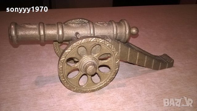 оръдие-масивно-мед/месинг-23х9х9см-внос швеицария, снимка 4 - Колекции - 23743893