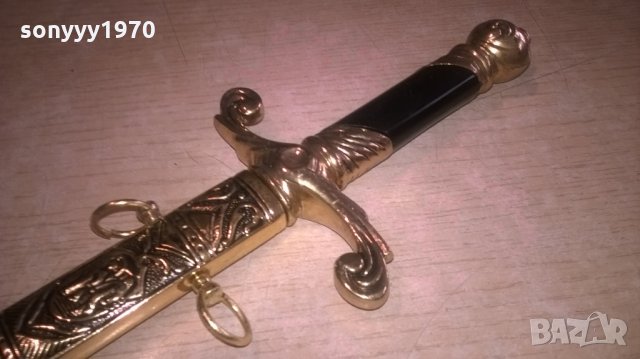 нож сабя-златна кама с ножница-метални-38х11см-внос швеицария, снимка 10 - Колекции - 23662044