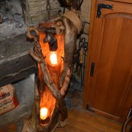 Уникална дървена лампа тип „Винтидж“-2, снимка 3 - Настолни лампи - 18073082
