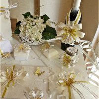 Комплект за кръщене златни пеперуди, снимка 4 - Подаръци за кръщене - 22205783