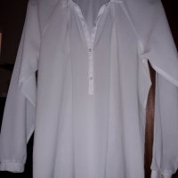 Дамска широка тънка блуза с дълъг ръкав бяла, снимка 3 - Блузи с дълъг ръкав и пуловери - 23114759