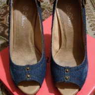дънкови високи обувки на Мегияс, снимка 3 - Дамски обувки на ток - 12420819