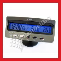 Настолен електронен дигитален светещ часовник термометър вътрешна външна температура час аларма кола, снимка 2 - Други стоки за дома - 24359983