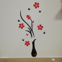 Декорация за стена Стикер за стена 3Д 3D декоративен ваза дърво цвете, снимка 4 - Декорация за дома - 24170713