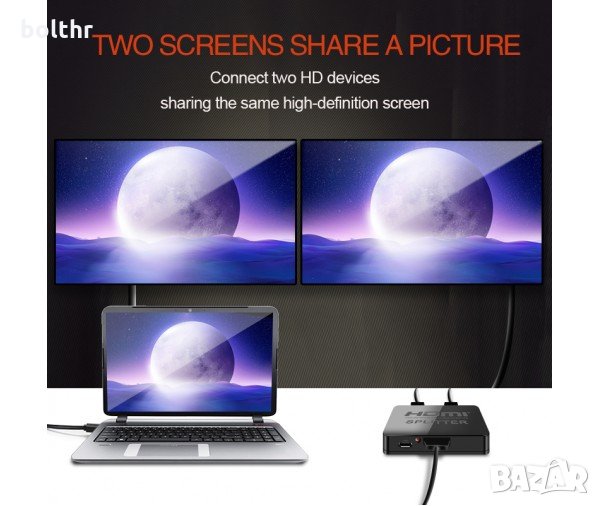 4K HDMI сплитер 1 към 2 за HDTV, DVD, PS3, Xbox, снимка 1