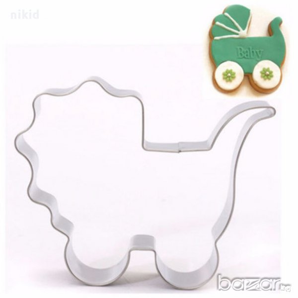 метална форма резец бебешка количка украса торта фондан сладки др. , снимка 1