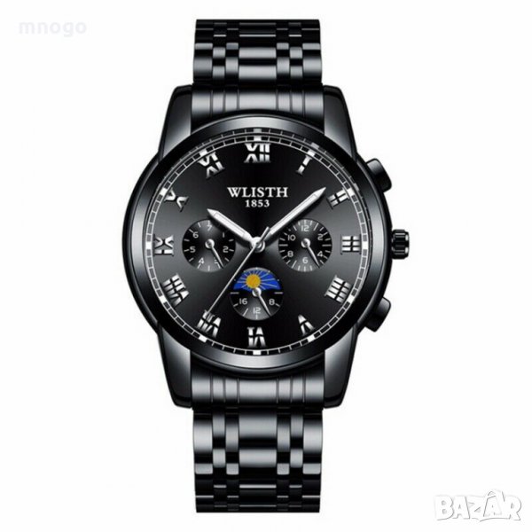 Нов Wlisth часовник метален корпус и верижка ланец 1 черен, снимка 1
