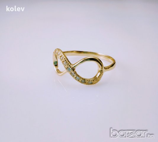 златен пръстен - БЕЗКРАЙНОСТ - 1.41 грама/размер №55, снимка 4 - Пръстени - 20986224