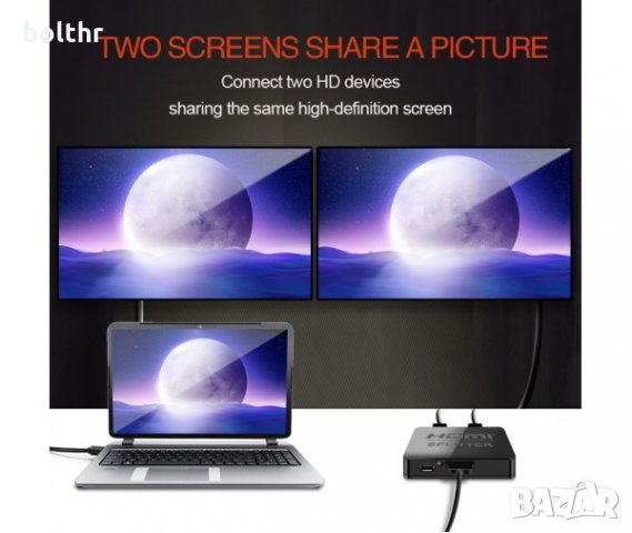 4K HDMI сплитер 1 към 2 за HDTV, DVD, PS3, Xbox, снимка 1