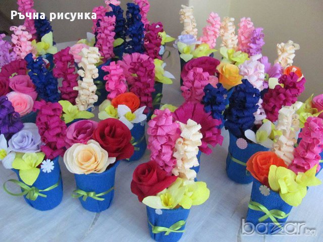 Букетчета с цветя от хартия ,2лв, снимка 1 - Декорация за дома - 17010667