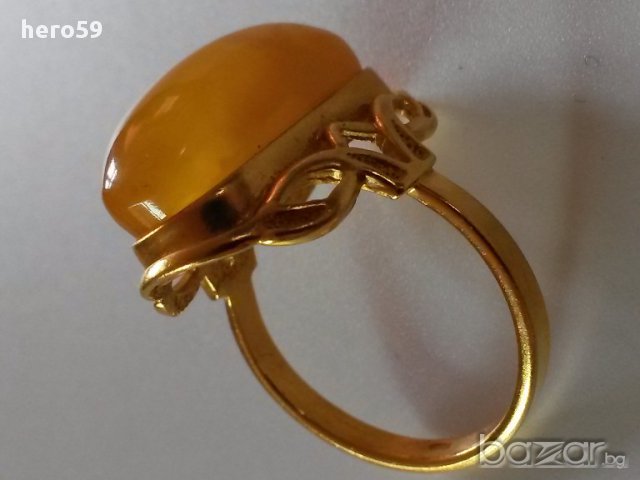 Дамски руски пръстен с натурален кехлибар, снимка 8 - Пръстени - 16756765