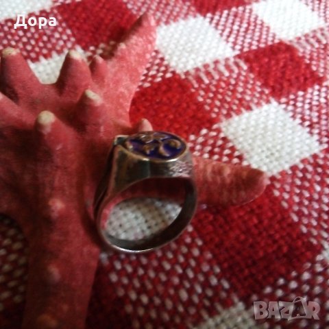 Стар  руски сребърен пръстен с емайл, снимка 5 - Пръстени - 25048940