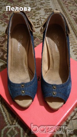 дънкови високи обувки на Мегияс, снимка 3 - Дамски обувки на ток - 12420819