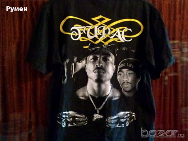 ► Мъжка Тениска 2PAC, рапърска тениска, рап ту пак рап рапър черна музика, снимка 3 - Тениски - 11052847