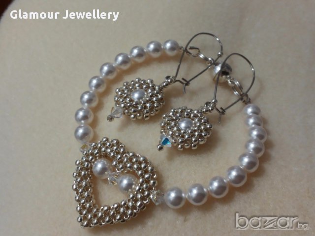 Перлена гривна сърце, снимка 7 - Гривни - 13473596