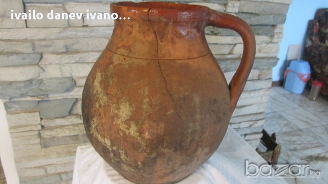 Керамично гърне с дръжка, снимка 1 - Антикварни и старинни предмети - 11440408