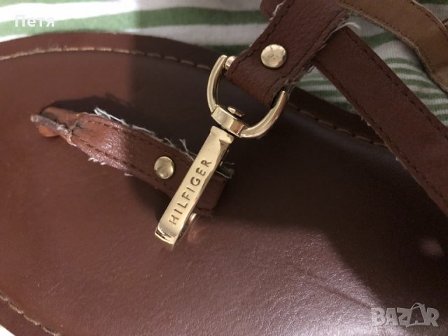 Tommy Hilfiger Дамски кафяви кожени сандали, снимка 2 - Сандали - 24841533