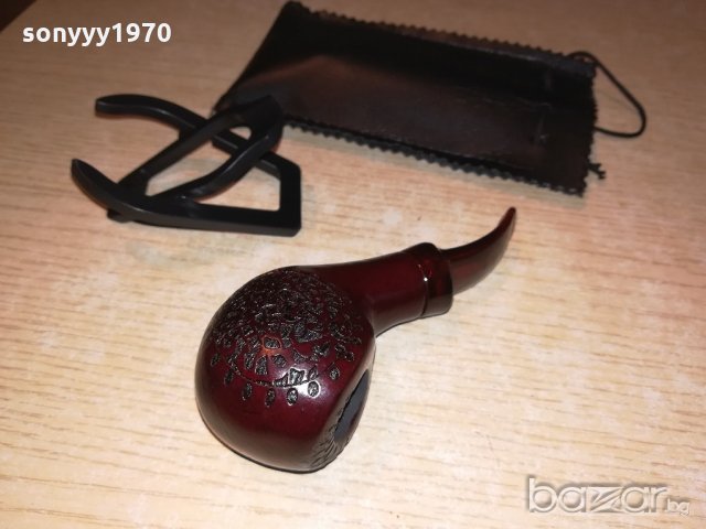 лула с поставка/стоика и кожен калъф-13х5х4см-внос швеицария, снимка 16 - Лули - 20798539