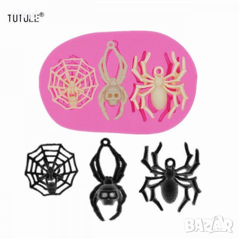 Паяк паяци и паяжина силиконов молд форма за декорация торта фондан шоколад мъфини