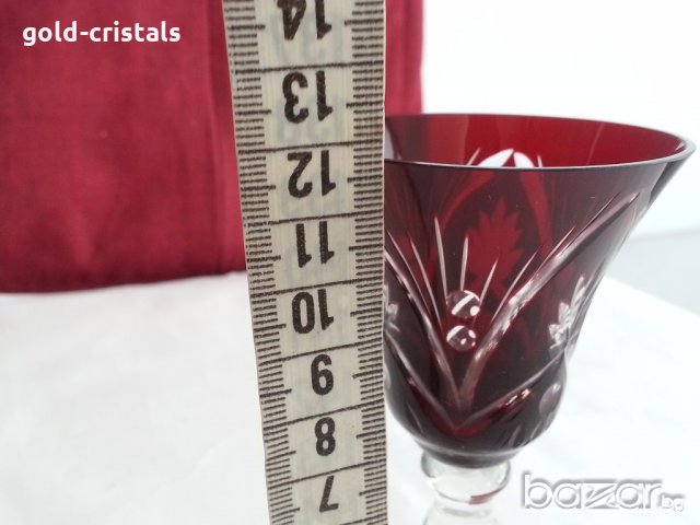 Кристални чаши цветен червен кристал, снимка 5 - Антикварни и старинни предмети - 20264875