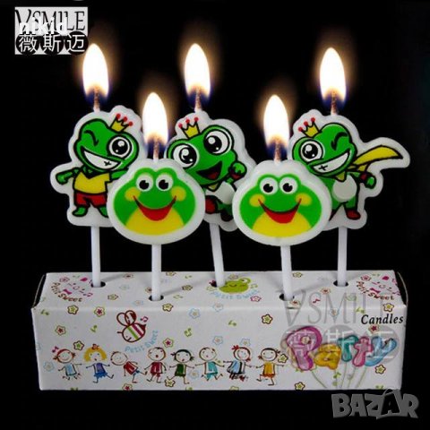5 бр Свещи свещ жаби жабки Принц жабок за торта Рожден ден детско парти топери топер
