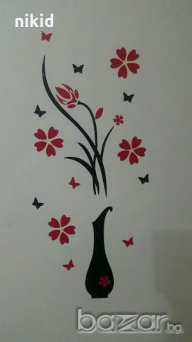 ваза с цветя стикер пано за декорация на стена гардероб стая, снимка 2 - Други - 18223847