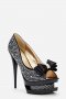 Налични обувки с камъни и панделка, снимка 1 - Дамски обувки на ток - 10419146