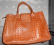 Кафява  кожена чанта genuine leather Made in Italy, снимка 11