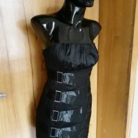 Черна къса рокля бюстие с катарами С, снимка 2 - Рокли - 23142949
