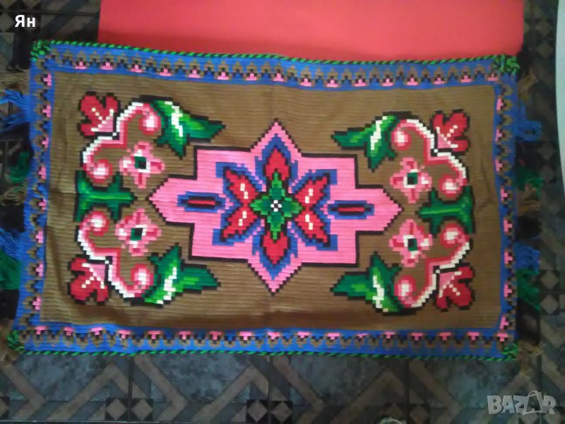 Старо Българско Ръчно Тъкано Извезано Пано/Гоблен/Килимче, снимка 1