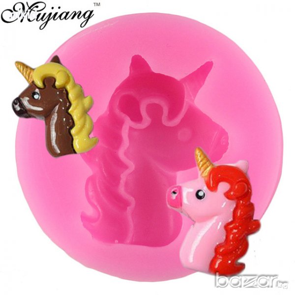 Мини десен глава Еднорог Unicorn силиконов молд декорация украса фондан торта мъфини и др, снимка 1