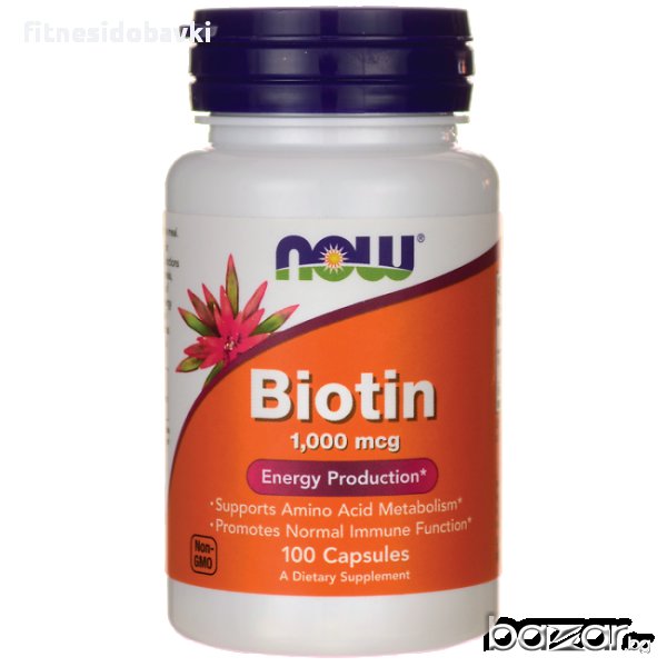NOW Biotin 1000 мг, 100 капсули, снимка 1