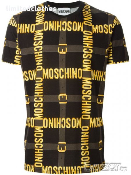 MOSCHINO BELT GOLD LOGO PRINT Мъжка Тениска size S, снимка 1