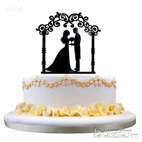 4  цвята арка с младоженци за сватба пластмасов топер украса табела за сватбена сватба торта, снимка 2 - Други - 18428953