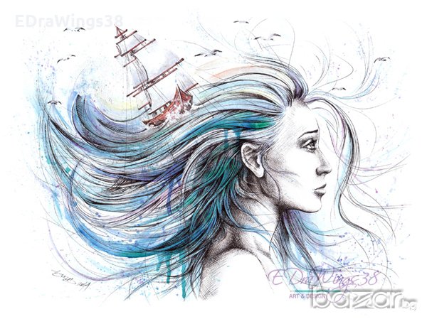 Картичка "Oceans" /отпечатана от моя авторска картина/, снимка 2 - Други - 20387288