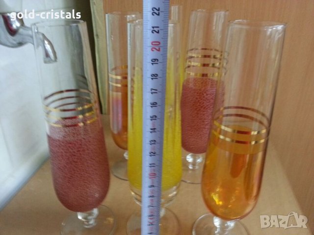 ретро стъклени цветни чаши , снимка 2 - Антикварни и старинни предмети - 25188609