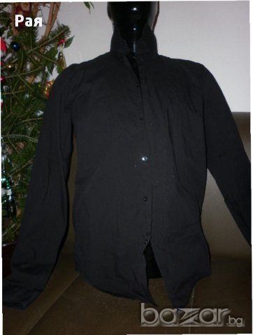 Мъжка черна риза със столче яка Zara Men, снимка 2 - Ризи - 17053217