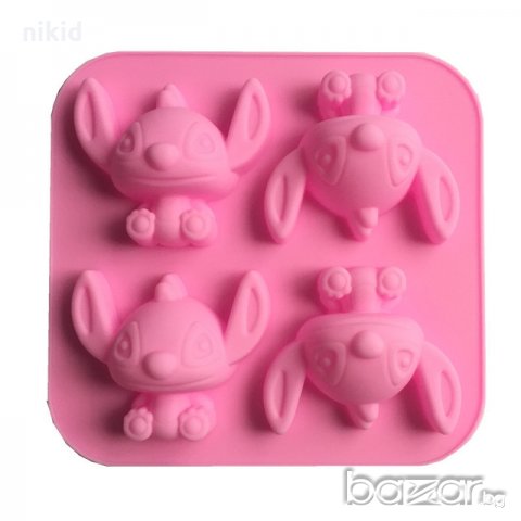 Лило и Стич lilo stitch 4 големи силиконов молд форма украса декор торта фондан шоколад сапун гипс, снимка 2 - Форми - 20389445