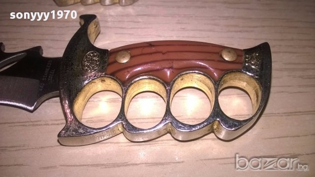 440 stainless steel-ножове 2 бр с кания-17см-внос швеицария, снимка 8 - Антикварни и старинни предмети - 17317592