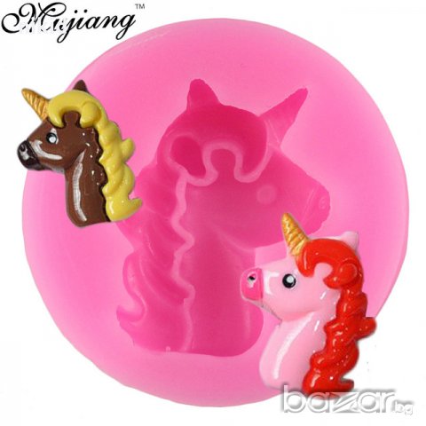 Мини десен глава Еднорог Unicorn силиконов молд декорация украса фондан торта мъфини и др