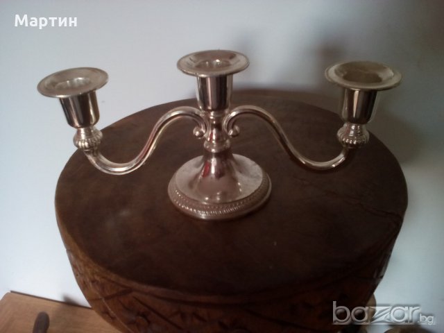 Масивен  посребрен  - Свещник - 1 бр. ( 778007) , снимка 4 - Декорация за дома - 18316369