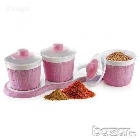 Пластмасови буркани за подправки и сухи храни комплект кутии с поставка, снимка 2 - Органайзери - 21364192