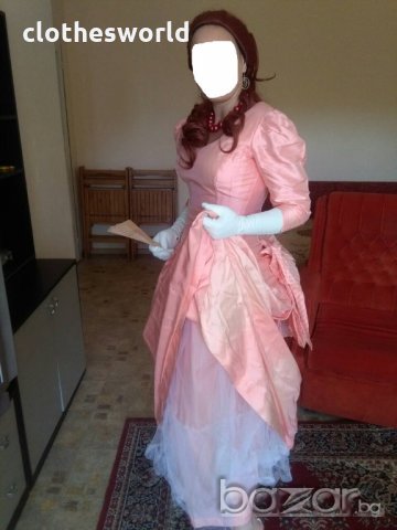 Бална рокля във викториански стил в коралов цвят, снимка 5 - Рокли - 11690435