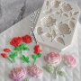 Големи рози с пъпки и листа с релеф силиконов молд  форма декорация и украса торта фондан бисквитки