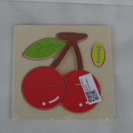 Дървен пъзел Черешки за най-малките играчка дървена череши плодове дърво листа пролет червени, снимка 1 - Образователни игри - 12893090
